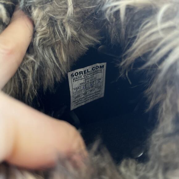 Sorel winter boots Womens Joan Of Arctic Waterproof Fur Trim Leather Size 7 Gray - Picture 8 of 10